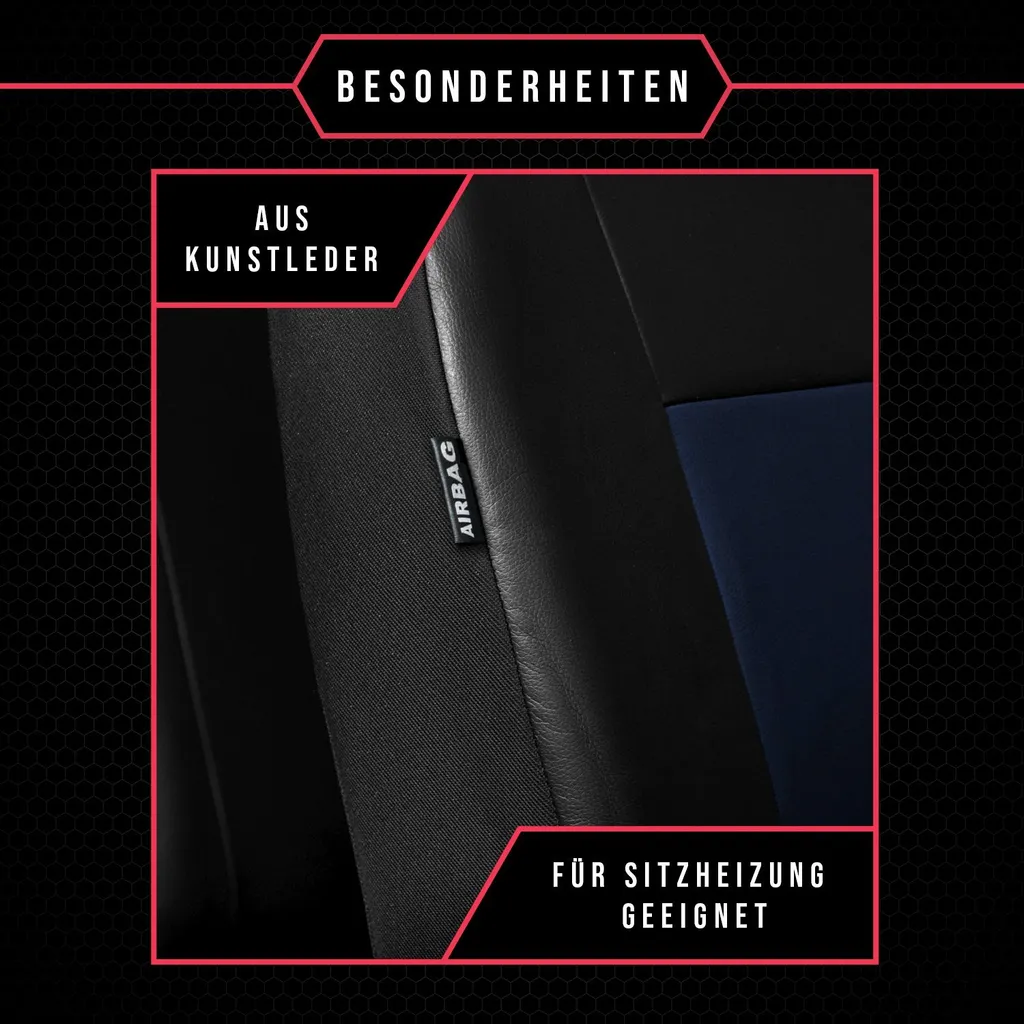 Set Coprisedili Opel Mokka Blu e Nero - Fodere Auto Universali Resistenti - 3