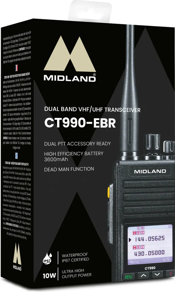 Radio Midland CT990 EBR Talkie-Walkie VHF UHF Haute Puissance 10W
