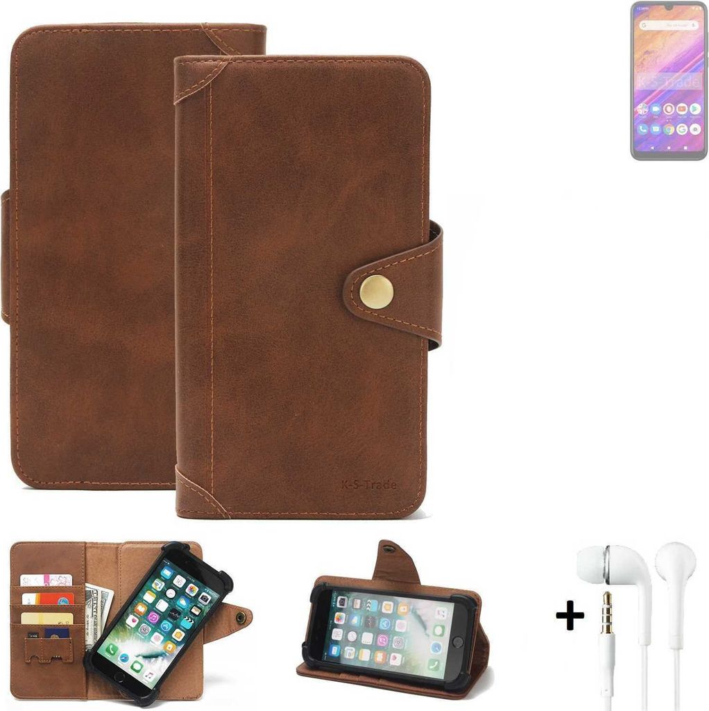 K-S-Trade Handyhülle + Kopfhörer kompatibel mit BLU J6S Schutz Hülle Walletcase Bookstyle Tasche Case Handytasche Wallet Flipcase Cover Polyuret...