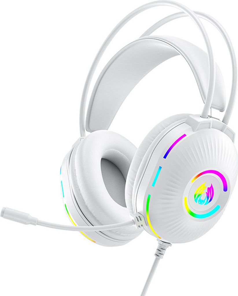 Gaming-Headsets mit Mikrofon, kabelgebundene Kopfhoerer mit Geraeuschunterdrueckung und buntem LED-Licht, 7.1 Surround Sound, Over-Ear-Ohrhoerer fu...