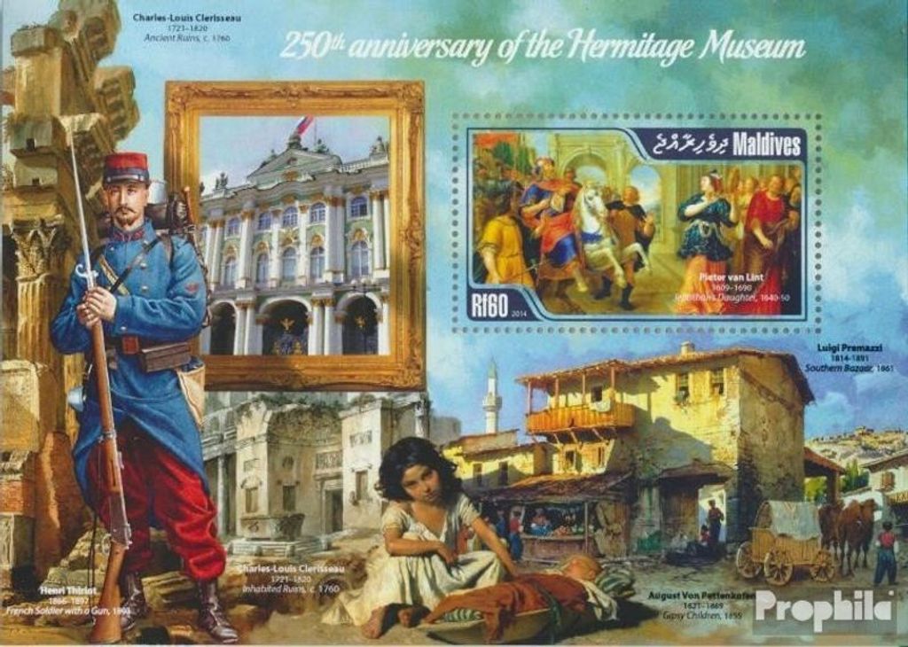 Briefmarken Malediven 2014 Mi Block 732 (kompl. Ausg.) postfrisch Eremitage-Museum