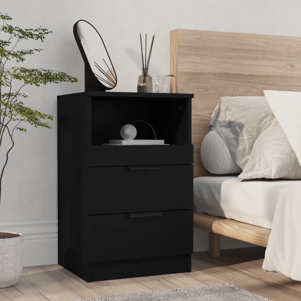 nočný stolík vidaXL Čierny drevený materiál Obrázok produktu 