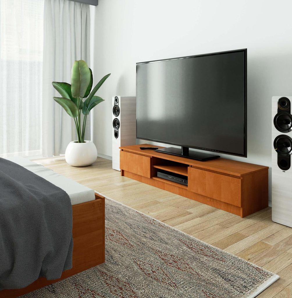 TV-Board – TV Schrank – TV Ständer – TV Tisch – TV Lowboard – 160 cm – Braun – Moderner Lowboard mit 2 Türen und 2 Fächern