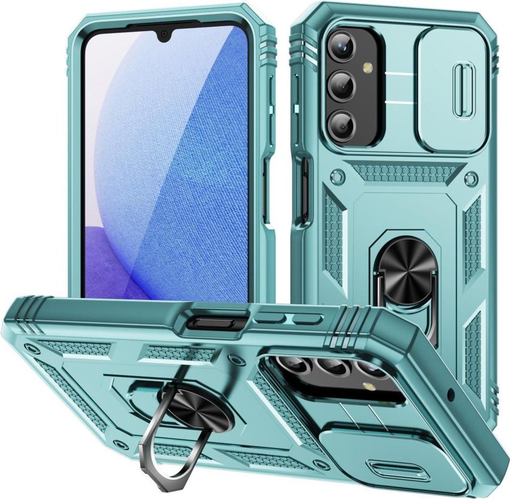 Samsung Galaxy A25 Hülle - Coverup Ring Ständer Back Cover mit Kamera Schutz - Grün