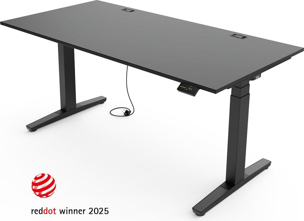 Yaasa Desk Expert Höhenverstellbarer Schreibtisch Elektrisch 140 x 80 cm, Dunkelgrau/Schwarz – Erstklassige Stabilität, Automatikfahrt&Kabeldur...