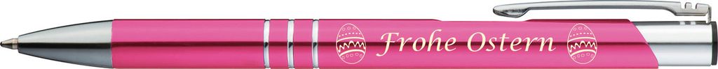 10 Kugelschreiber mit Gravur "Frohe Ostern" / aus Metall / Farbe: pink