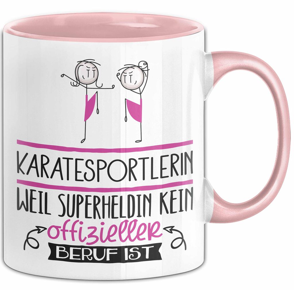Karatesportlerin Geschenk Tasse Lustiger Spruch Karatesportlerin Weil Superheldin Kein Offizieller Beruf Ist Geschenkidee (Rosa)