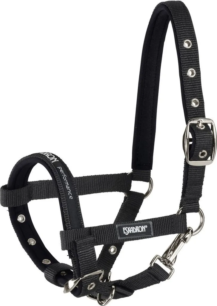 Licol poulain Eskadron noir 290 en sangle douce et bouclerie renforcée