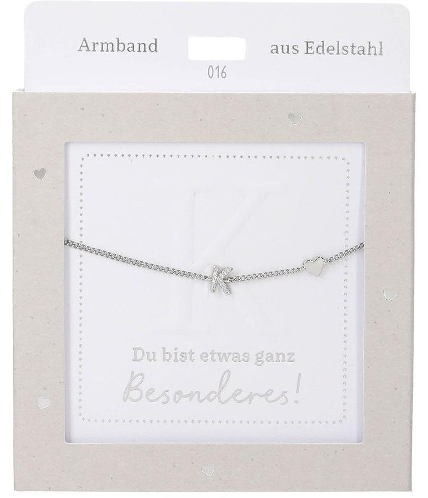Depesche Armband Silber mit Buchstabe K und Herz - Freundschaftsschmuck