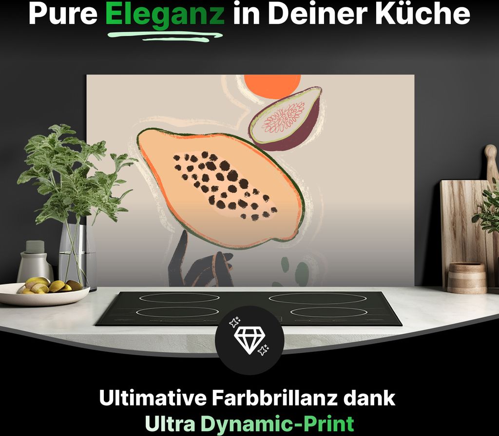 Spritzschutz Küchenrückwand Glas 100 x 40 cm Früchte und Gemüse - Gemälde - RUECKWAND24