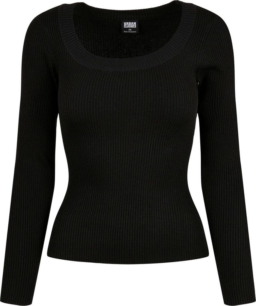 Urban Classics Sweatshirt Damen Ladies Wide Neckline Sweater schwarz M