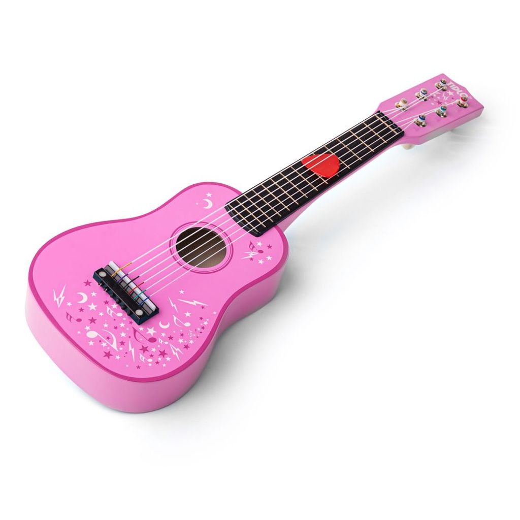 Tidlo Holz Gitarre rosa Blumen Kindergitarre Musikspielzeug Produktbild 