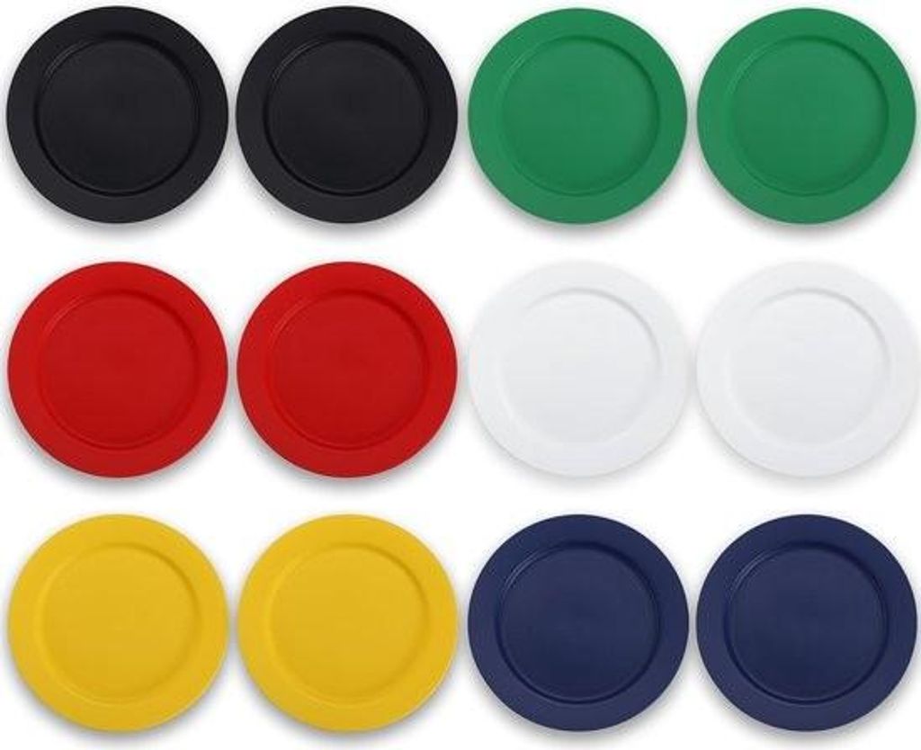 Teller-Set aus Kunststoff, 12-teilig, 25 cm, mehrfarbig, wiederverwendbare flache Essteller, Salatteller, Pastaschüsseln, Geschirr-Set, leicht zu ...