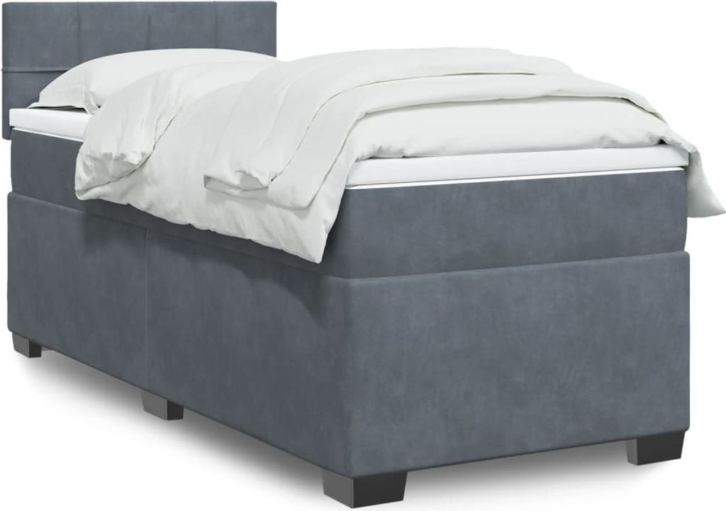 Maison Exclusive - Boxspringbett mit Matratze Dunkelgrau 90x200 cm Samt