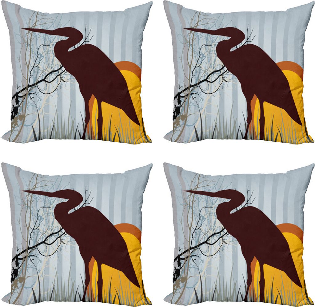 ABAKUHAUS Gras Kissenbezug Set (4 Stück), Kreise und vertikale Streifen, Moderner Doppelseitiger Digitaldruck, 50 cm x 50 cm, Mehrfarbig