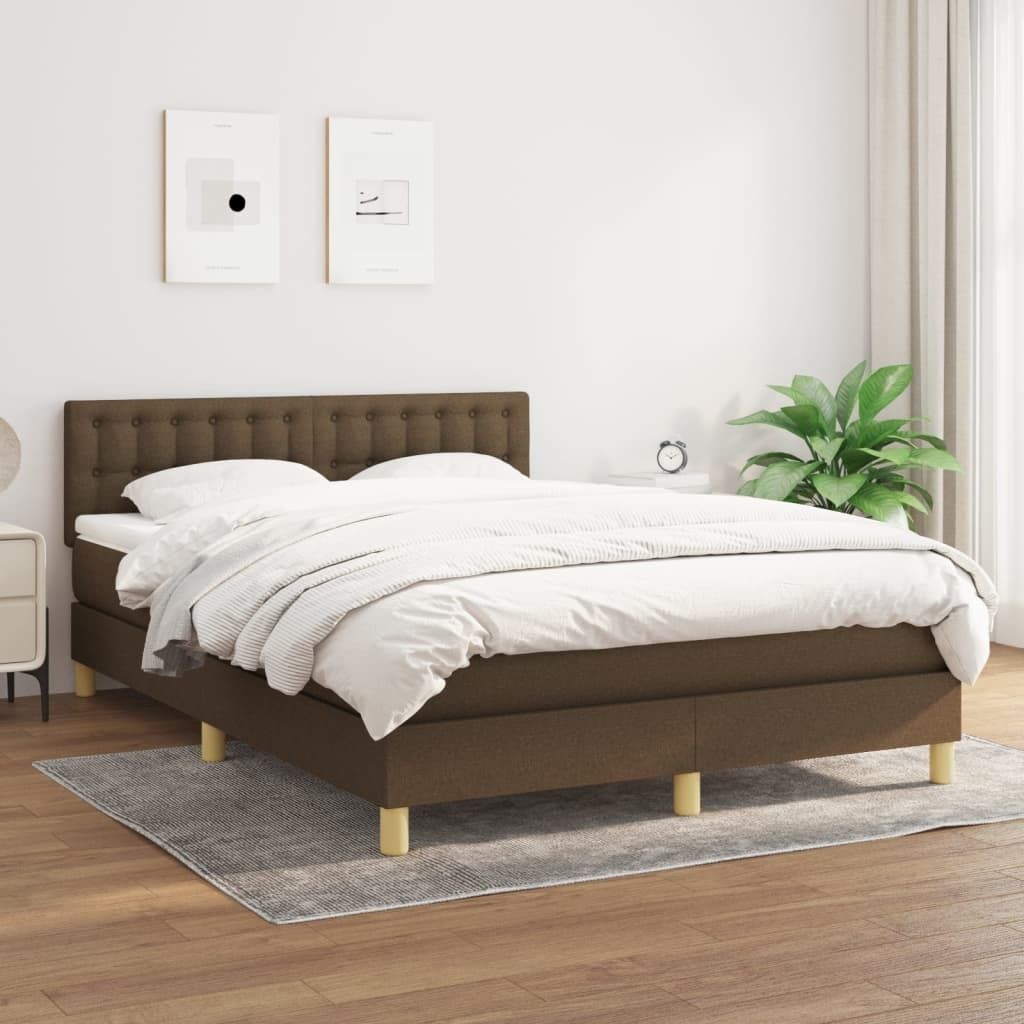 Maison Exclusive - Boxspringbett mit Matratze Dunkelbraun 140x190 cm Stoff