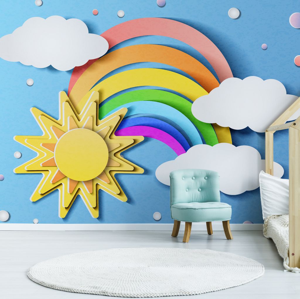 Muralo XXL Selbstklebende FOTOTAPETE Abstrakte SUN 3D Effekt Wolken (B) 416 cm x (H) 254 cm Tapete Wandtapete WOHNZIMMER SCHLAFZIMMER 4810