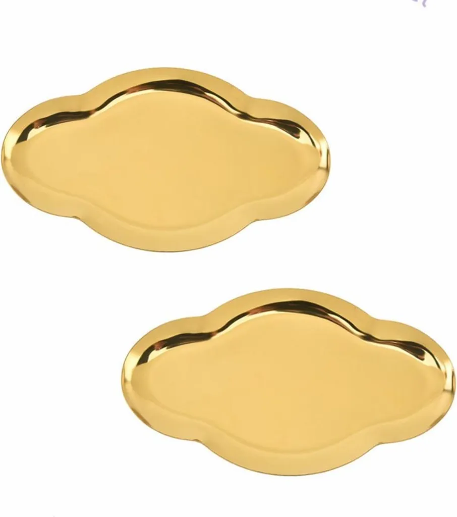 INF Set 2 Vassoi Decorativi Oro: Nuvola in Acciaio Inox Minimal