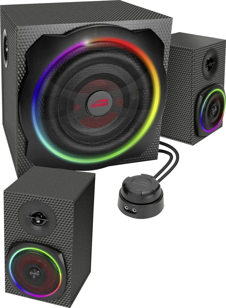 Enceintes PC 2.1 Speedlink GRAVITY CARBON avec Caisson de Basses RGB - 16
