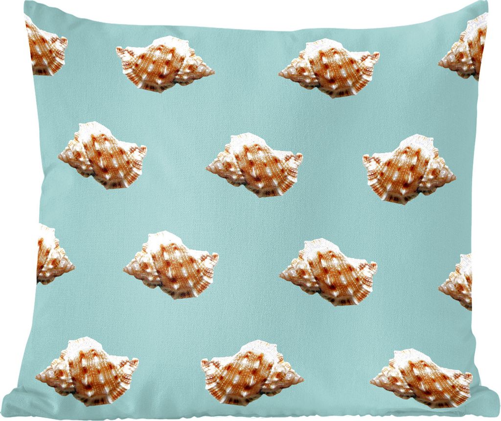 MuchoWow Zierkissen Sofakissen Wohnzimmer Dekokissen 60x60 cm Muscheln - Muster - Grün - Sitzfläche - Foto Polster