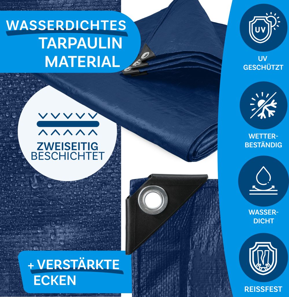 Bâche De Protection Lourde 8x12 M - Gris - 260 G/m² Avec œillets