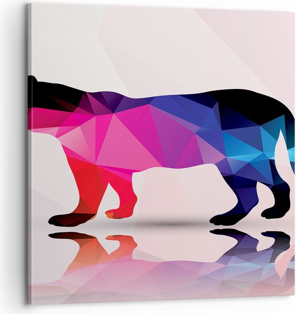 Bild auf Leinwand - Leinwandbild - Tiger Illustration modern Grafik - 60x60cm - Wand Bild - Wanddeko - Leinwanddruck - Bilder - Kunstdruck - Wandde...
