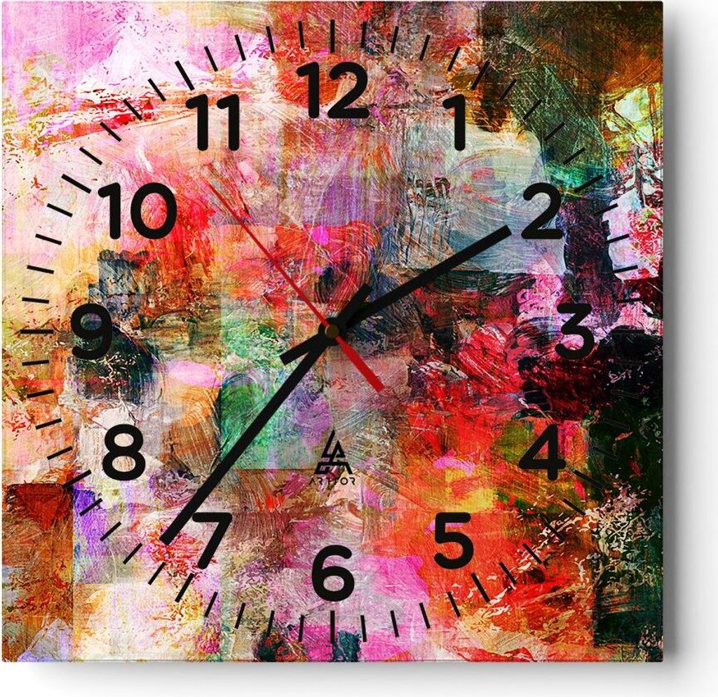 Wanduhr - Quadrat - Glasuhr - Abstraktion modern - 40x40cm - Schleichendes Uhrwerk - Lautlos - zum Aufhängen bereit - Dekoration Modern - Wanddeko...