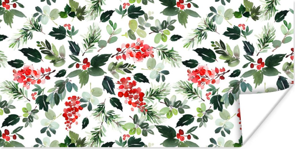 MuchoWow Poster Weihnachten - Aquarell - Mistelzweig 160x80 cm - Foto Poster
