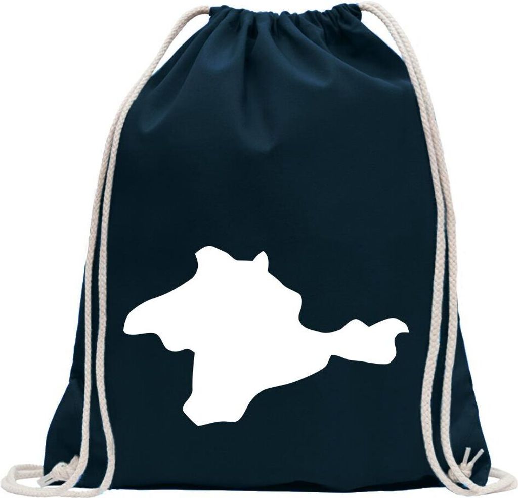Kiwistar - Turnbeutel - dunkelblau - Krim - Tauris Umriss Kontur - Fun Rucksack Sport Beutel Gymsack Baumwolle mit Ziehgurt