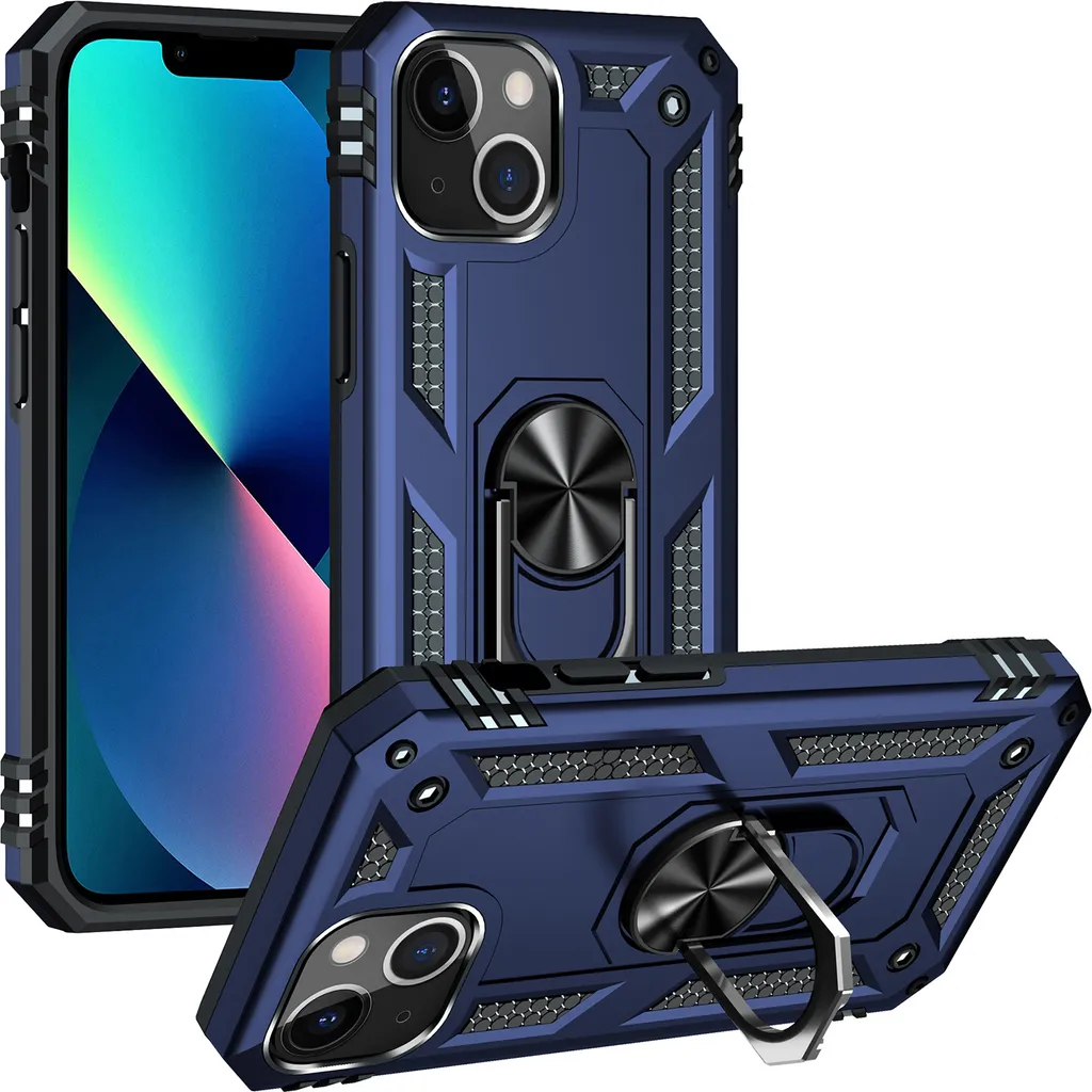 Custodia iPhone 13 Mini Doppio Strato Blu - Protezione Militare Rugged