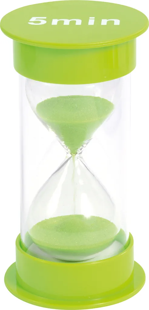 Sablier 5 minutes Antichoc Vert de Haute Visibilité 12 cm pour les Écoles