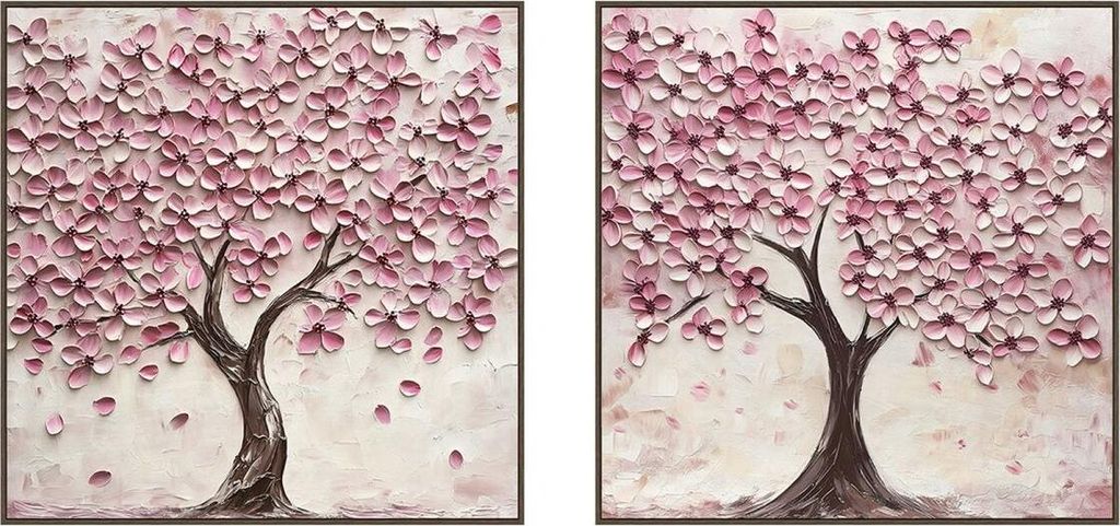 Leinwand Home ESPRIT Beige Rosa Dunkelbraun Romantisch 103 x 4,5 x 103 cm (2 Stück)