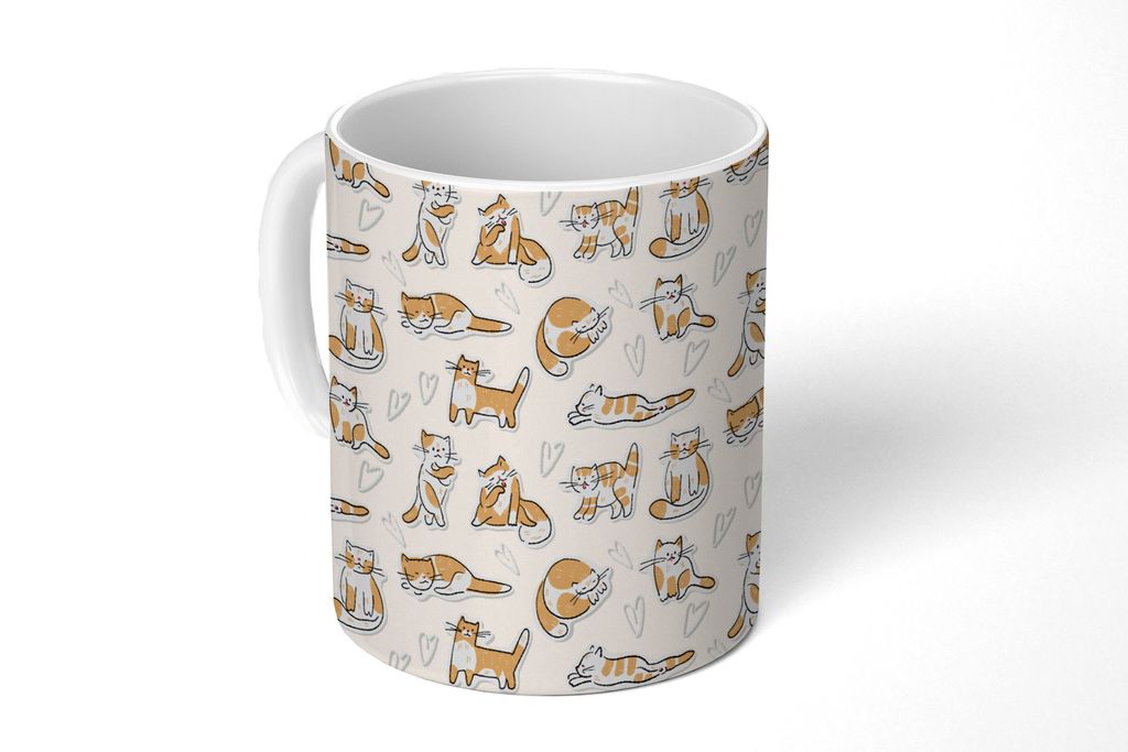 KitchenYeah Tasse Kaffeetasse Kaffeebecher 350 ml Katze - Muster - Tiere Teetasse - Fototasse - Becher - Keramikbecher - Teebecher - Kaffeetasse ...