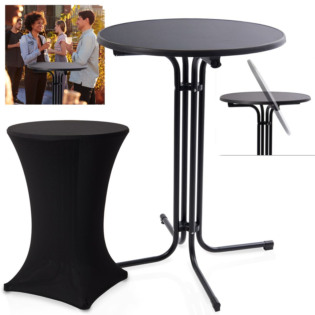 ONBEST Stehtisch | klappbar | mit Husse | Ø 80 cm | 60 kg | Tragkraft | 110 cm Höhe | Kratzfest | Wetterfest