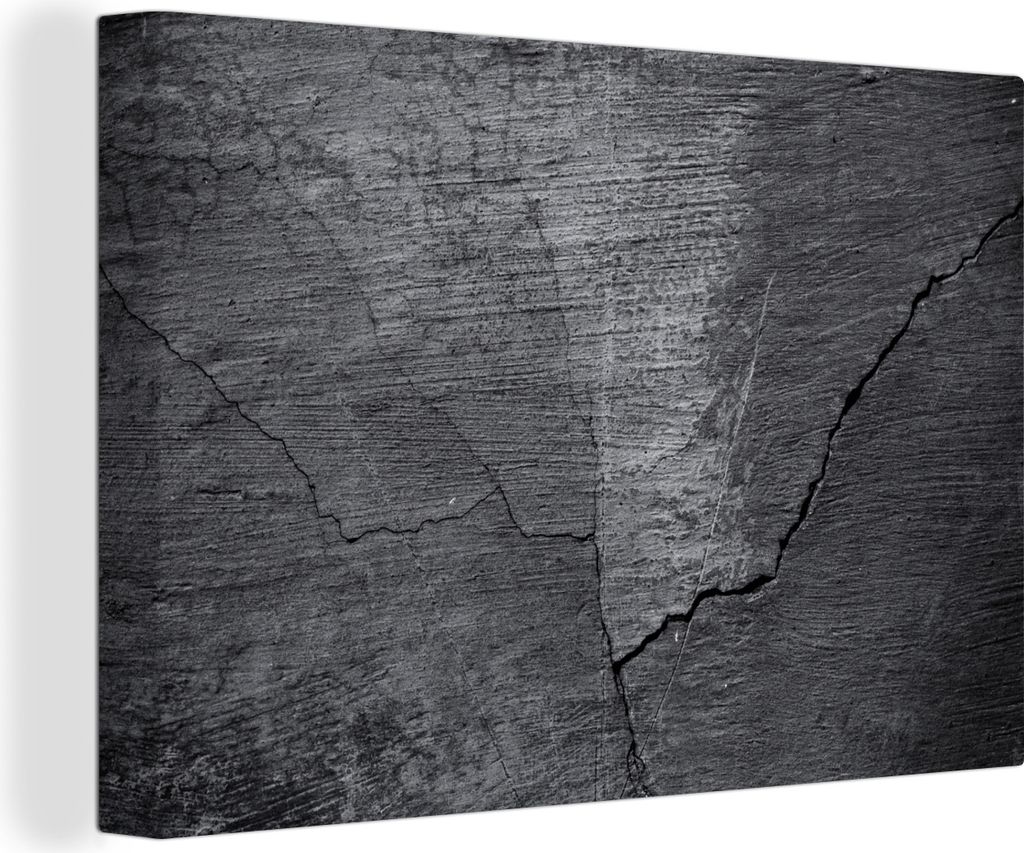 OneMillionCanvasses - Leinwandbilder - 140x90 cm, Beton - Schwarz - Riss, Wandbilder Kunstdruck Wanddekoration - Foto auf Leinwand - Gemälde auf...