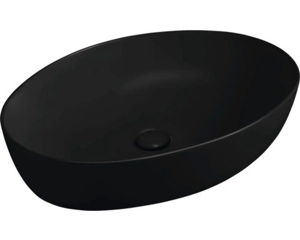 Jungborn Aufsatzwaschtisch KALEN 62,5 x 42 cm schwarz matt inkl. keramischen Ablaufventil