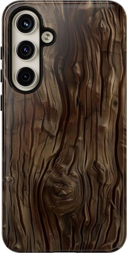 Dunkle Holzmaserung mit Glanzoptik – Hülle Kompatibel mit Samsung Galaxy S24 Plus