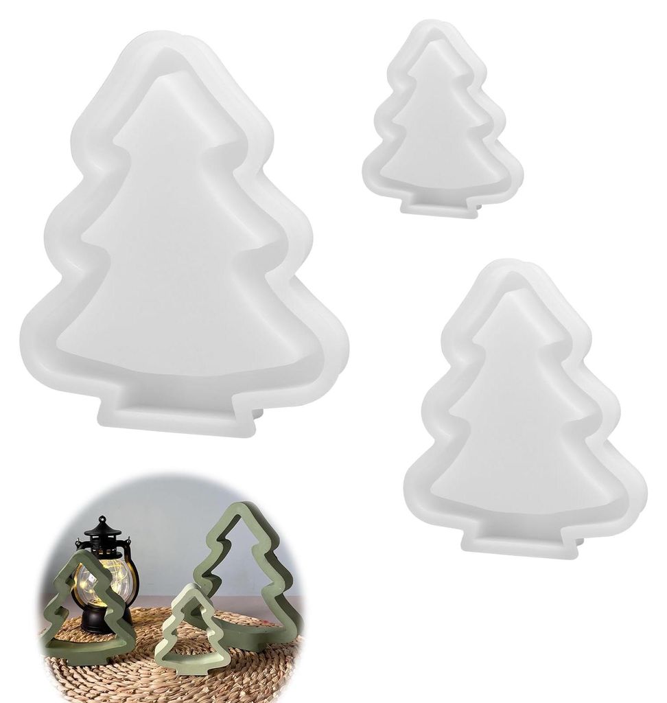 3 Silikonformen für Weihnachtsdekoration – Gussformen für Weihnachtsbäume aus Harz, Wachs und Gips, für DIY-Projekte und festliche Dekoration.