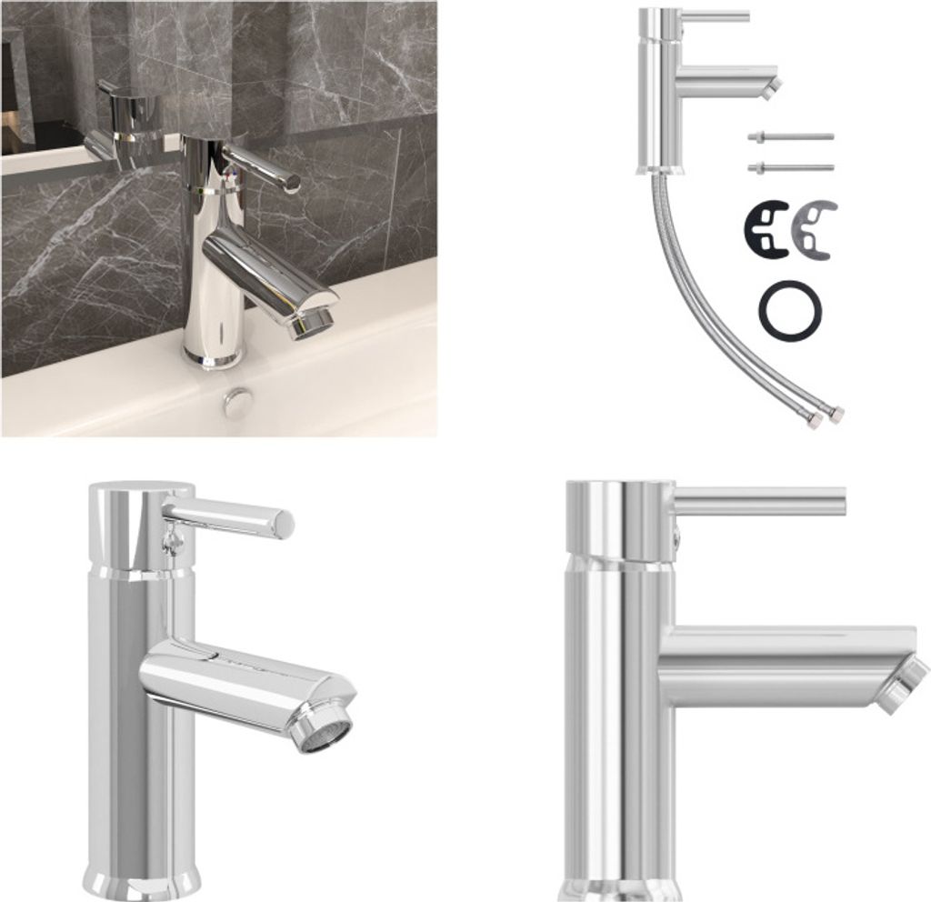vidaXL Waschtischarmatur Verchromt 130x176 mm - Waschtischbatterie - Waschtischbatterien - Wasserhahn - Wasserhähne