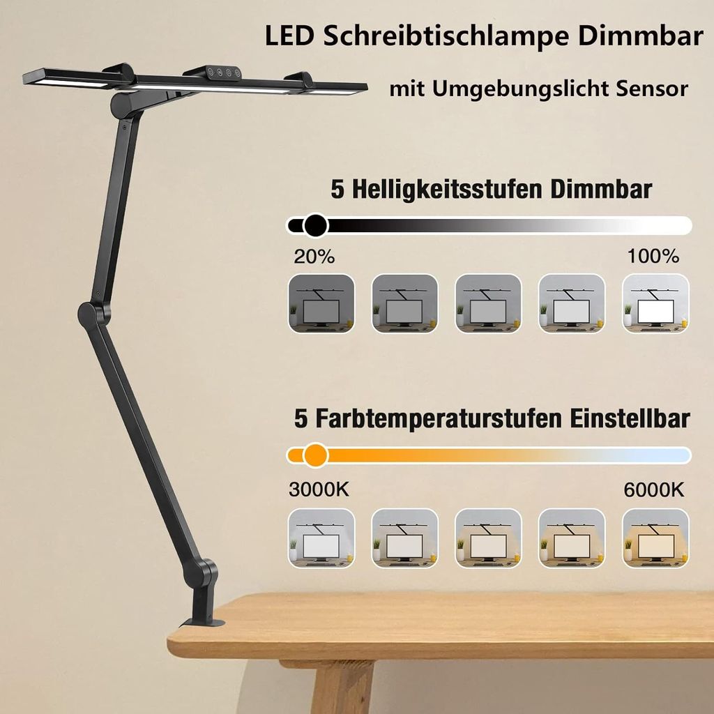 LED Schreibtischlampe Dimmbar - Akku Tischlampe Mit Farbwechsel & Timer