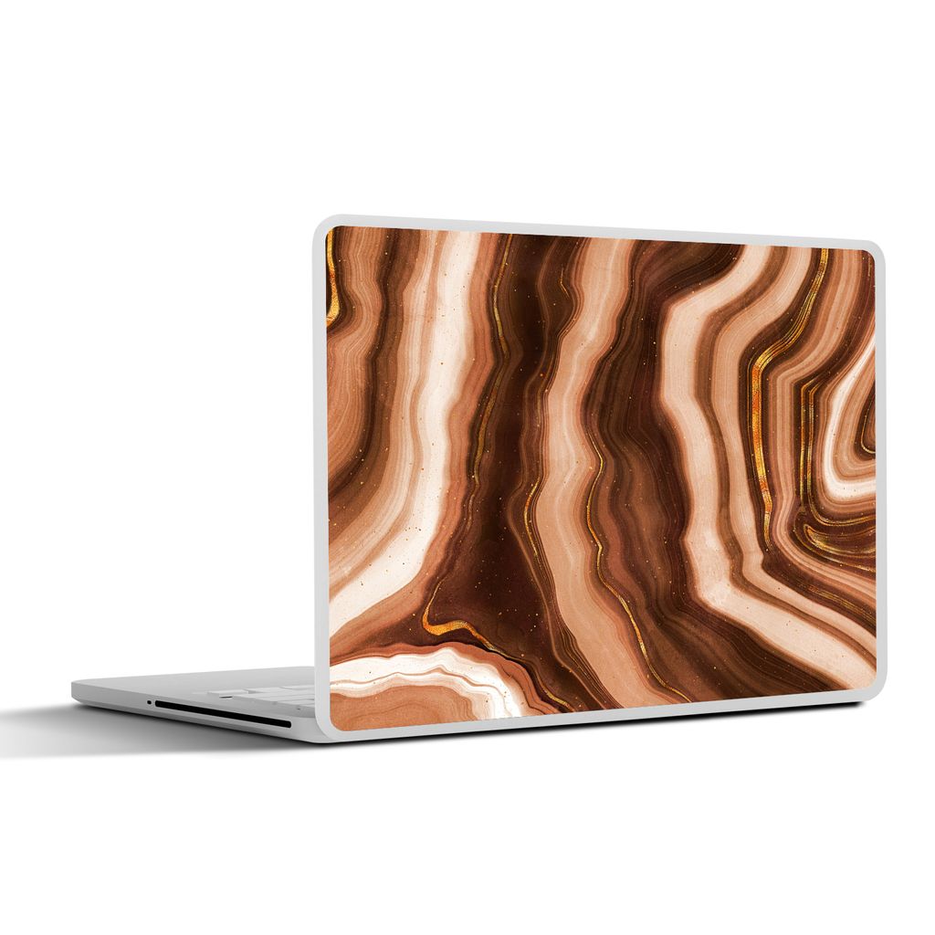 MuchoWow Laptop Aufkleber Sticker Cover Achat - Braun - Gold - Geode Stein 31x22.5 cm - Laptop-Deko