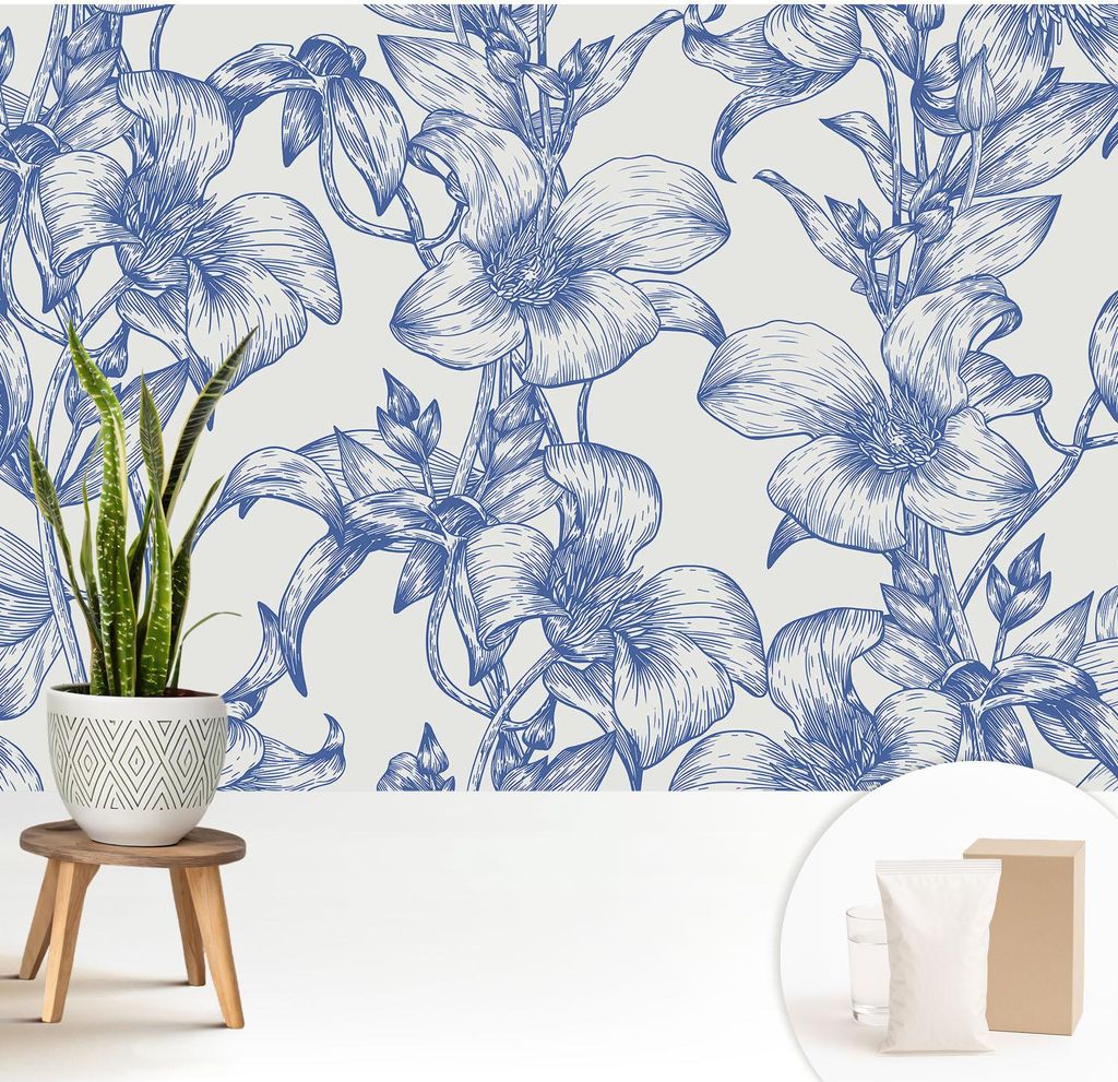 Fototapete - 208x146 cm - Tapete - Wandtapete - Wandbilder - Dekofolie - Tapete Folie - Wand - Dekoration - Wohnzimmer - Blütenzweige