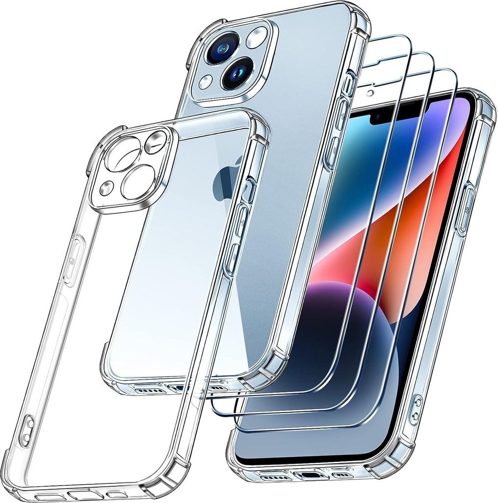 3 Stück Panzerglas für iPhone 13 Mini Schutzfolie , 1 TPU Handyhülle