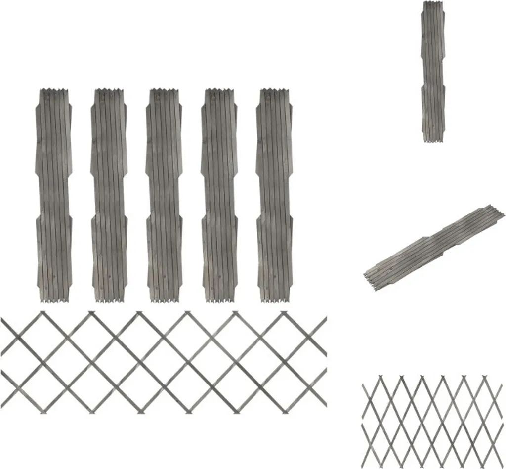 Lot de 5 clôtures en bois de sapin gris 180x60cm pour jardin