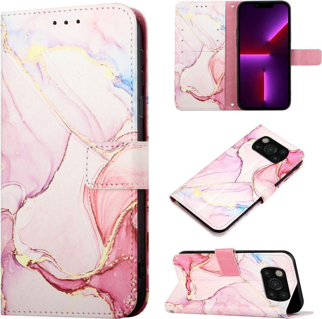 Xiaomi Poco X3 NFC Hülle, Marmor Motiv Kunstleder Tasche Wallet Kartenfächer mit Standfunktion Klapp Schutzhülle für Xiaomi Poco X3 NFC / X3 / ...