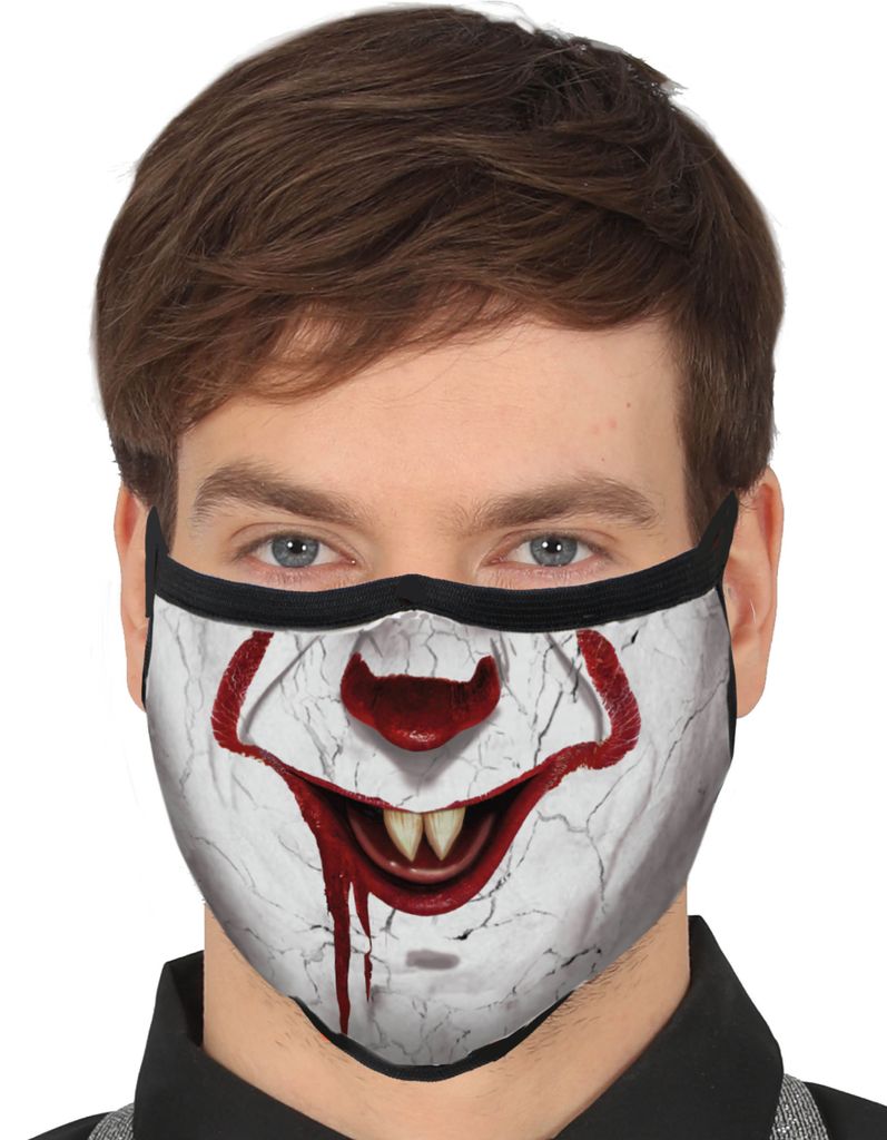 Horror Clown Mund-Nasen-Maske aus Stoff Produktbild 
