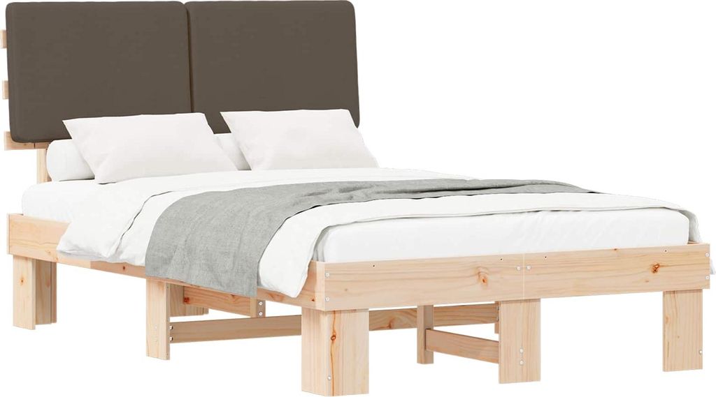 vidaXL Bettgestell mit gepolstertem Kopfteil Taupe 120 x 200 cm