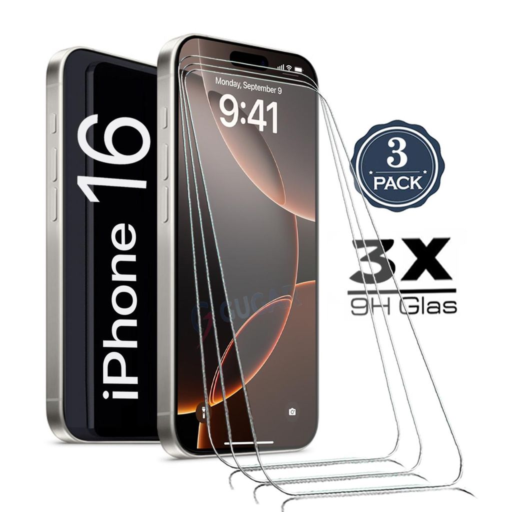 3X Für iPhone 16 ( 6.1" ) - Panzerglas Glasfolie Display Produktbild 