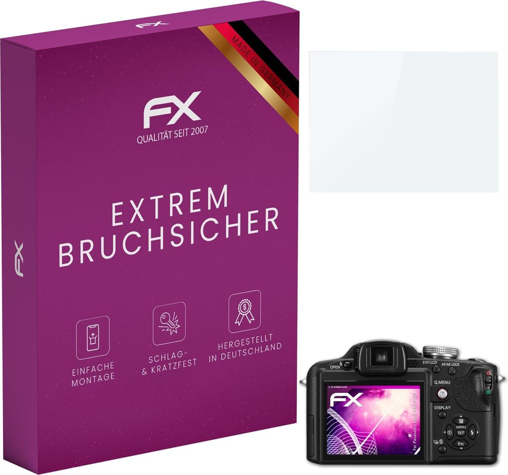 atFoliX FX-Hybrid-Glass Displayfolie kompatibel mit Panasonic Lumix DMC-FZ28 Glasfolie