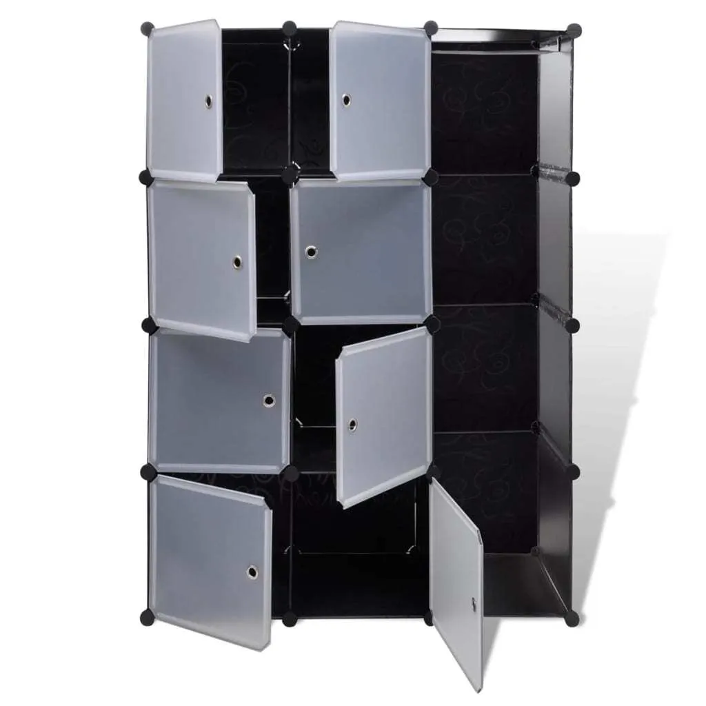 Scaffalatura Modulare 9 Vani per Garage e Hobby 37x115x150 cm Bianco Nero - 4